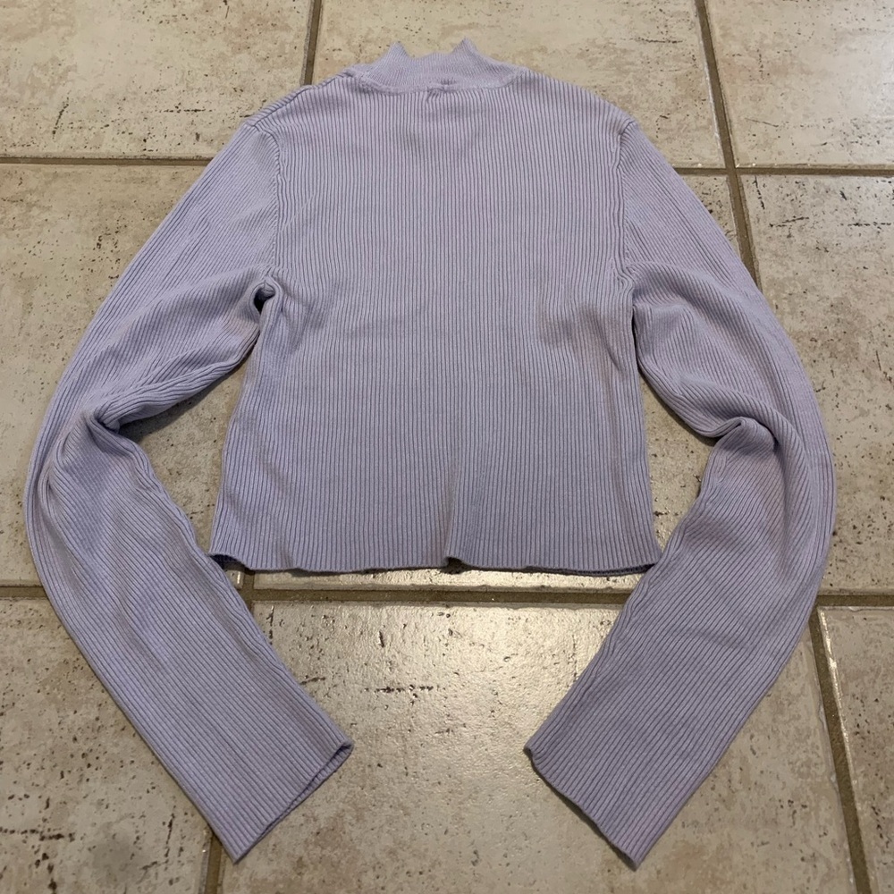 💜 STREETWEAR SOCIETY Lilac Ribbed Mock Neck Cropped Sweater, Women's Medium - Picture 4 of 5